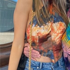 Outcast Satin Tie-Dye Halter Top